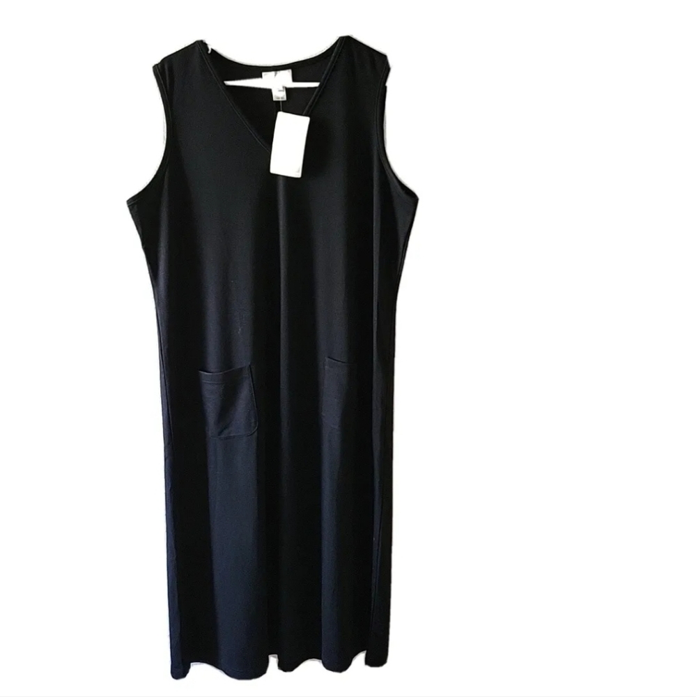 LL Bean Freeport Studio Black Maxi Tank  Dress Sz XLP